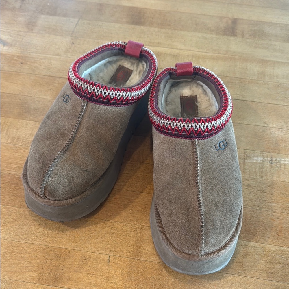 UGG Brown and Red Platform Shoes